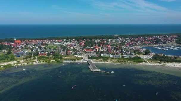 Panorama Pier Jastarnia Molo Vista Aérea Polonia Imágenes Alta Calidad — Vídeos de Stock