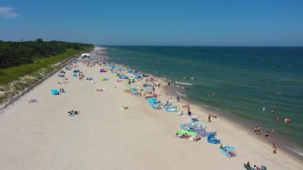Pláž Baltské Moře Jastarnia Plaza Morze Baltyckie Aerial View Polsko — Stock video
