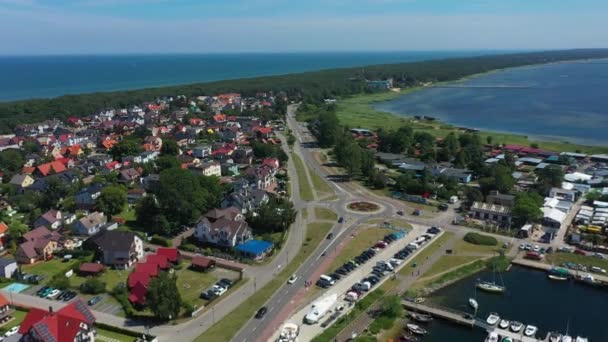 Rondo Prachtig Landschap Jastarnia Krajobraz Luchtfoto Polen Hoge Kwaliteit Beeldmateriaal — Stockvideo