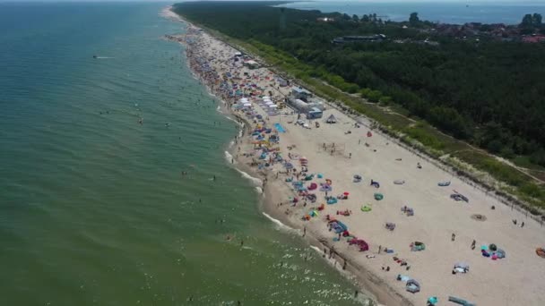 Playa Mar Báltico Jastarnia Plaza Morze Baltyckie Vista Aérea Polonia — Vídeo de stock
