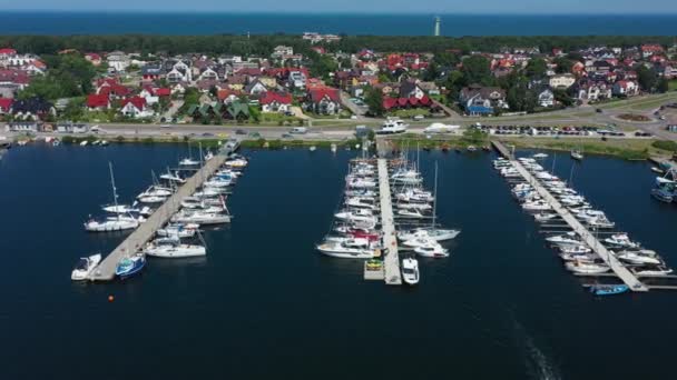 Marina Yacht Harbor Jastarnia Port Jachtowy Aerial View Poland High — Stock Video