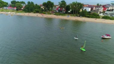 Rewa Plaza 'daki Plaj Hava Manzarası Polonya. Yüksek kalite 4k görüntü