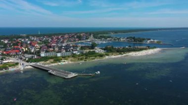 Pier Beach Jastarnia Plaza Molo Havacılık Polonya. Yüksek kalite 4k görüntü