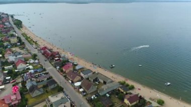 Güzel manzara sahili Rewa Plaza Krajobraz Hava Manzarası Polonya. Yüksek kalite 4k görüntü