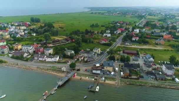 Panoráma Bay Rewa Krajobraz Zatoka Gdanska Aerial View Lengyelország Kiváló — Stock videók