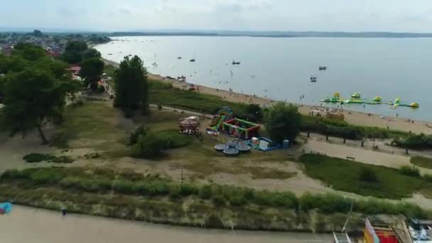 Krásná Krajina Beach Rewa Plaza Krajobraz Aerial View Polsko Vysoce — Stock video