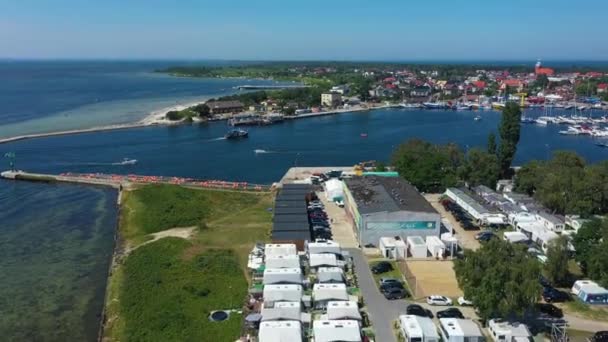 Port Jastarnia Krajobraz Uitzicht Vanuit Lucht Polen Hoge Kwaliteit Beeldmateriaal — Stockvideo