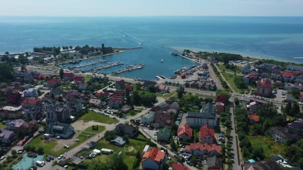 Panorama Port Jastarnia Krajobraz Vista Aérea Polonia Imágenes Alta Calidad — Vídeo de stock