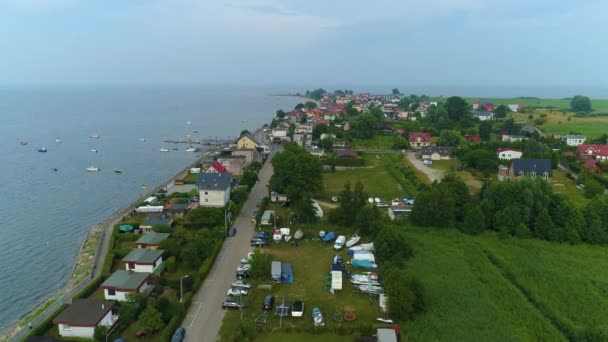 Panorama Körfezi Rewa Krajobraz Zatoka Gdanska Hava Görüntüsü Polonya Yüksek — Stok video