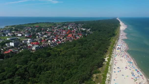 Beautiful Landscape Forest Baltic Sea Jastarnia Krajobraz Aerial View Poland — Stock Video
