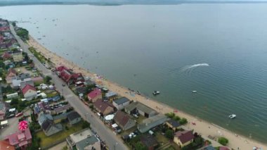 Güzel manzara sahili Rewa Plaza Krajobraz Hava Manzarası Polonya. Yüksek kalite 4k görüntü