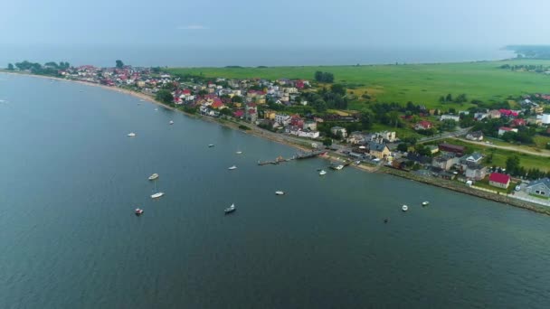 Panoráma Bay Rewa Krajobraz Zatoka Gdanska Aerial View Lengyelország Kiváló — Stock videók