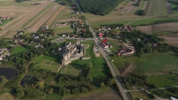 Ruiny Krajobrazu Zamku Krzyżtopor Ujeździe Widok Lotu Ptaka Polska Wysokiej — Wideo stockowe