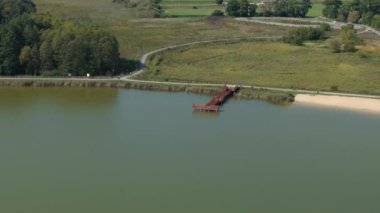 Güzel Pond Pond Plajı Eski Şehir Zamosc Hava Manzarası Polonya. Yüksek kalite 4k görüntü