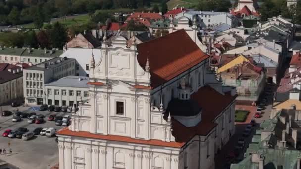 Beautiful Church Fortress Old Town Zamosc Aerial View Poland Vysoce — Stock video