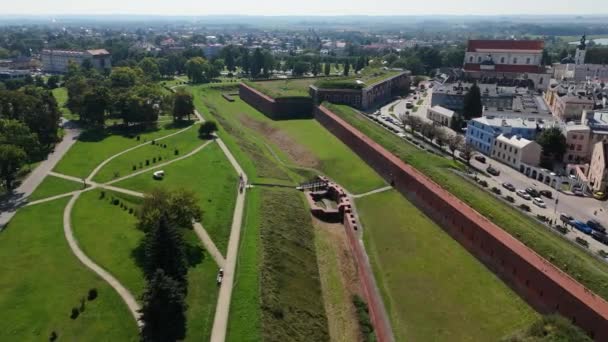 Bella Fortezza Panorama Città Vecchia Zamosc Vista Aerea Polonia Filmati — Video Stock