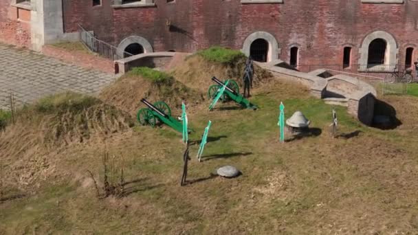 Prachtig Fortress Cannon Old Town Zamosc Luchtfoto Uitzicht Polen Hoge — Stockvideo