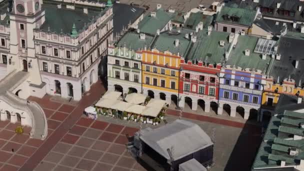 Beautiful Landscape Old Town Market Square Zamosc Aerial View Poland — Stock Video