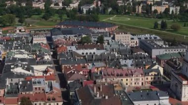 Güzel Manzara Eski Kasaba Pazar Meydanı Zamosc Hava Görüntüsü Polonya. Yüksek kalite 4k görüntü