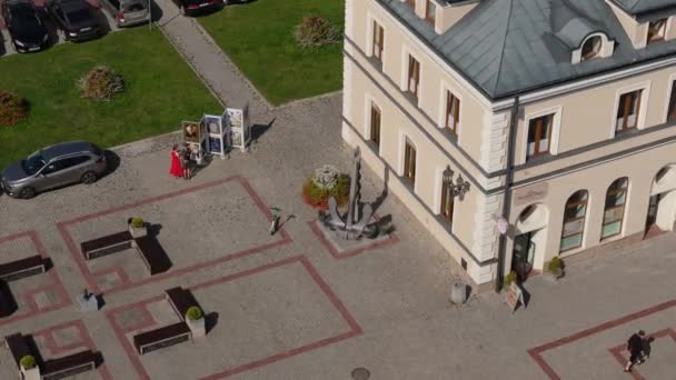 Beautiful Anchor Old Town Market Square Zamosc Aerial View Poland — Stock video