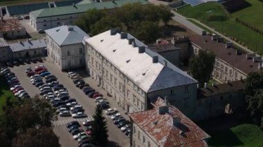 Zamoyski Sarayı Eski Şehir Zamosc Hava Görüntüsü Polonya. Yüksek kalite 4k görüntü