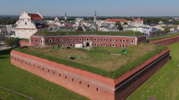 Ściany Zamojszczyzny Stare Miasto Zamojszczyzna Widok Lotu Ptaka Polska Wysokiej — Wideo stockowe