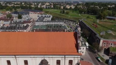 Güzel Manzara Kilisesi Eski Pazar Meydanı Zamosc Hava Manzarası Polonya. Yüksek kalite 4k görüntü
