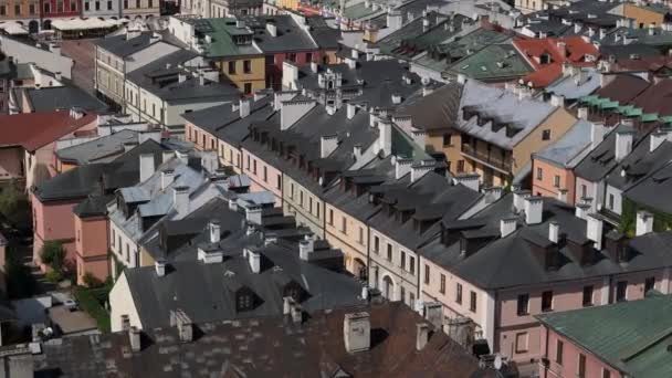 Vackra Landskap Street Old Town Zamosc Flygfoto Polen Högkvalitativ Film — Stockvideo