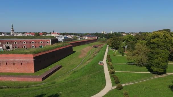 Benteng Panorama Indah Kota Tua Zamosc Pemandangan Udara Polandia Rekaman — Stok Video