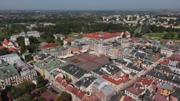 美しい風景 オールドタウンマーケットスクエア ザモスコ空中ビューポーランド 高品質の4K映像 — ストック動画
