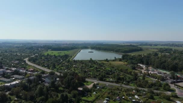 Krásná Krajina Rybník Staré Město Zamosc Aerial View Polsko Vysoce — Stock video
