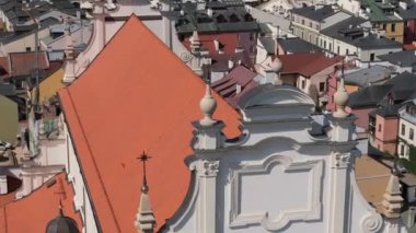 Güzel Manzara Kilisesi Eski Pazar Meydanı Zamosc Hava Manzarası Polonya. Yüksek kalite 4k görüntü