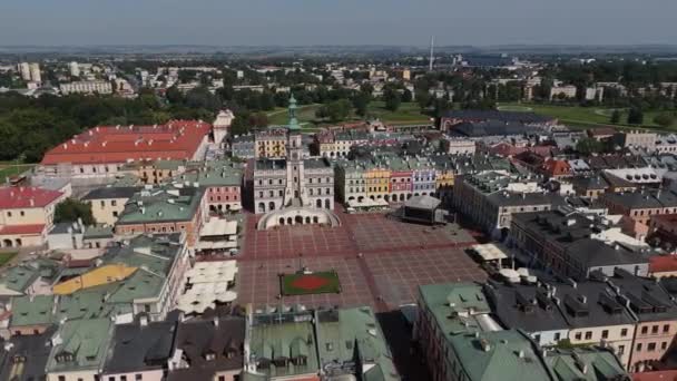Bela Paisagem Old Town Market Square Zamosc Vista Aérea Polónia — Vídeo de Stock