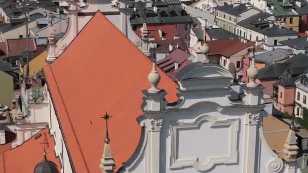 Krásná Krajina Kostel Staroměstské Náměstí Zamosc Aerial View Polsko Vysoce — Stock video