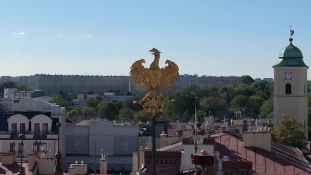 Eagle Tower Συμβούλιο Αγοράς Πλατεία Rzeszow Aerial View Πολωνία Υψηλής — Αρχείο Βίντεο