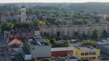 Güzel Manzara Konut Kilisesi Tomaszow Lubelski Hava Manzarası Polonya. Yüksek kalite 4k görüntü