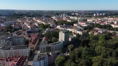 Güzel Panorama Şehir Merkezi Rzeszow Hava Manzarası Polonya. Yüksek kalite 4k görüntü