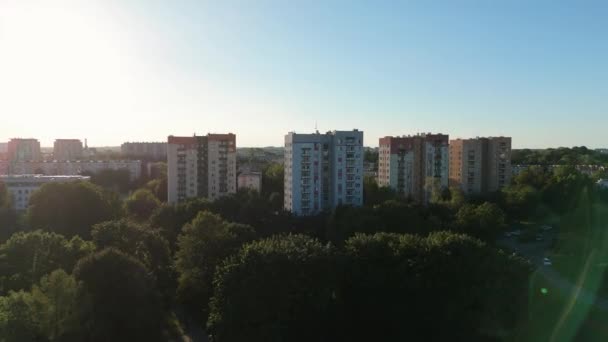 Gyönyörű Panoráma Felhőkarcolók Rzeszow Aerial View Lengyelország Kiváló Minőségű Felvételek — Stock videók