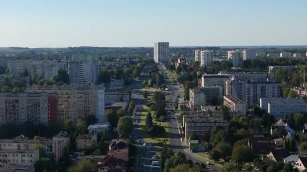 Panorama Europeiska Unionen Roundabout Rzeszow Flygfoto Polen Högkvalitativ Film — Stockvideo