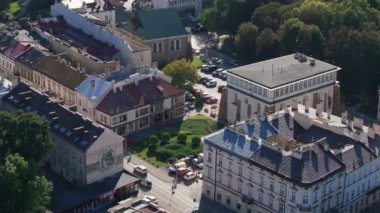 Güzel Peyzaj Sinagogu Rzeszow Havacılık Manzarası Polonya. Yüksek kalite 4k görüntü