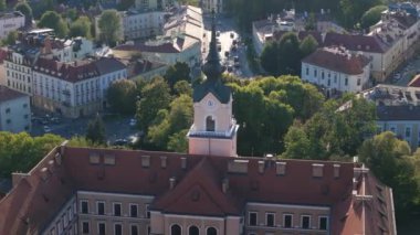Güzel Lubomirski Kalesi Rzeszow Hava Manzaralı Polonya. Yüksek kalite 4k görüntü