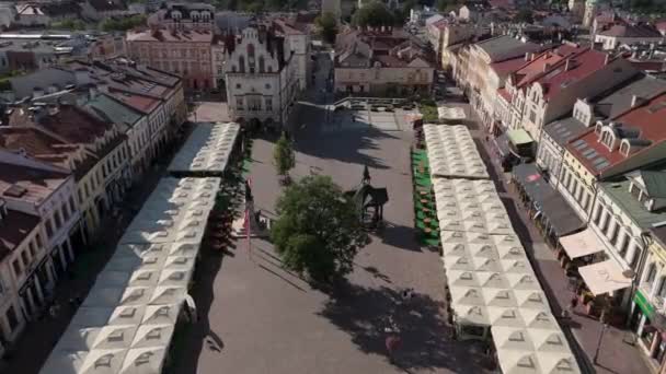 Όμορφη Πλατεία Αγοράς Παλιά Πόλη Rzeszow Αεροφωτογραφία Πολωνία Υψηλής Ποιότητας — Αρχείο Βίντεο
