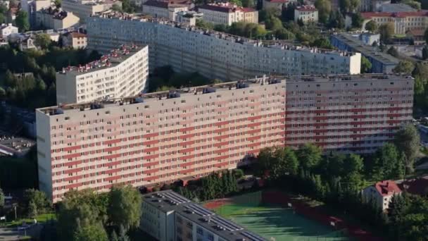 Gyönyörű Táj Felhőkarcolók Lakótelep Rzeszow Aerial View Lengyelország Kiváló Minőségű — Stock videók