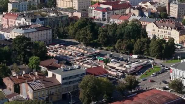Όμορφο Τοπίο Marketplace Park Rzeszow Aerial View Πολωνία Υψηλής Ποιότητας — Αρχείο Βίντεο