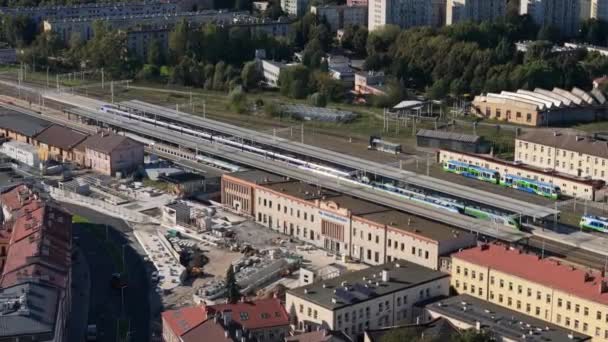 Τοπίο Κύρια Σιδηροδρομικός Σταθμός Rzeszow Aerial View Πολωνία Υψηλής Ποιότητας — Αρχείο Βίντεο