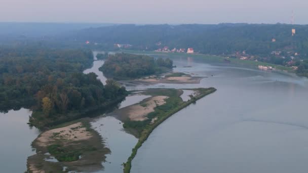 Красивый Пейзаж Реки Висла Казимеж Дольный Вид Воздуха Польша Высококачественные — стоковое видео