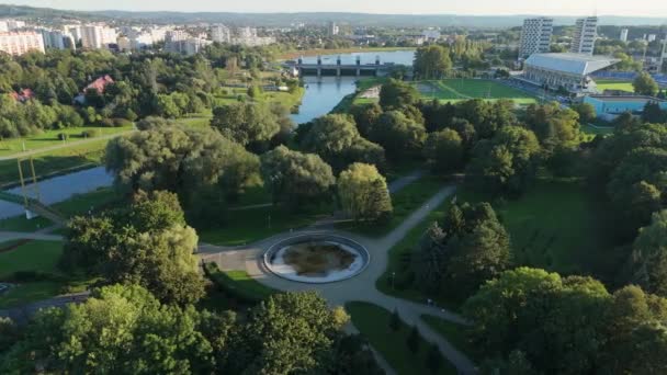 Τοπίο Πολιτισμός Και Αναψυχή Πάρκο Rzeszow Αεροφωτογραφία Πολωνία Υψηλής Ποιότητας — Αρχείο Βίντεο