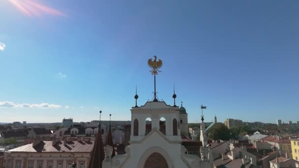 鹰塔理事会市场广场Rzeszow Aerial View Poland 高质量的4K镜头 — 图库视频影像
