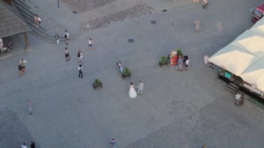 Güzel Pazar Meydanı Kazimierz Bebek Hava Manzarası Polonya. Yüksek kalite 4k görüntü