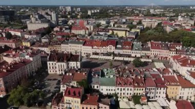 Güzel Manzara Pazar Meydanı Eski Şehir Rzeszow Hava Manzarası Polonya. Yüksek kalite 4k görüntü